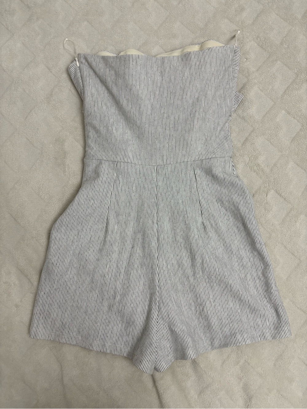 Zara Striped Strapless Tie Romper - Picture 2 of 4